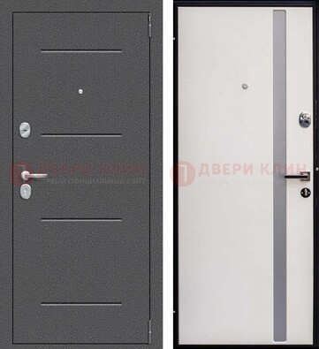 Железная дверь с порошковым напылением и белой МДФ ДП-212 в Егорьевске