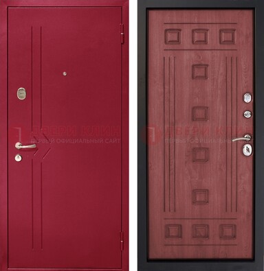 Красная железная дверь с порошковым напылением ДП-242 в Санкт-Петербурге