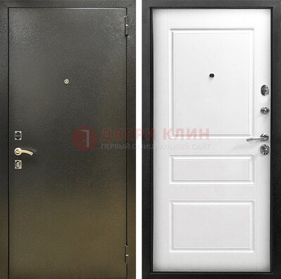 Входная дверь Темное серебро с порошковым напылением и белой МДФ ДП-272 в Егорьевске