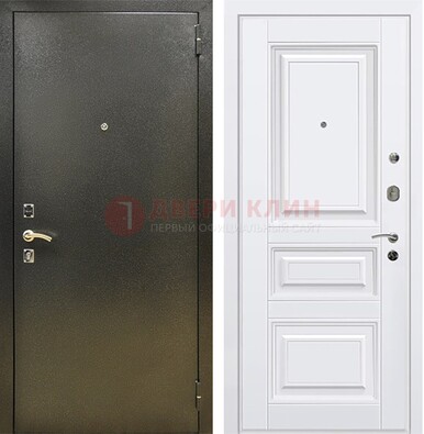 Железная темно-серая дверь с порошковым напылением и белой МДФ ДП-274 в Егорьевске