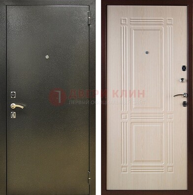 Стальная темно-серая дверь с порошковым напылением и МДФ Белый дуб ДП-277 в Егорьевске