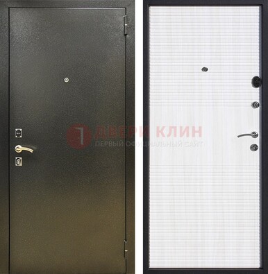 Стальная темно-серая дверь с порошковой отделкой и МДФ Белый ясень ДП-279 в Егорьевске
