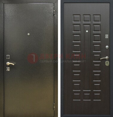 Темно-серая железная дверь с порошковым покрытием и МДФ Венге ДП-287 в Егорьевске