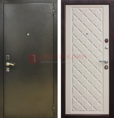 Темно-серая железная дверь с порошковым покрытием и филенчатой МДФ ДП-289 в Егорьевске