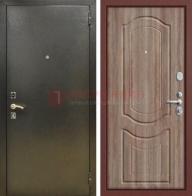 Темно-серая входная дверь с порошковым покрытием и коричневая МДФ ДП-290 в Егорьевске