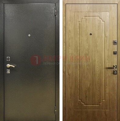 Темно-серая входная дверь с порошковым покрытием и МДФ Золотой дуб ДП-291 в Егорьевске