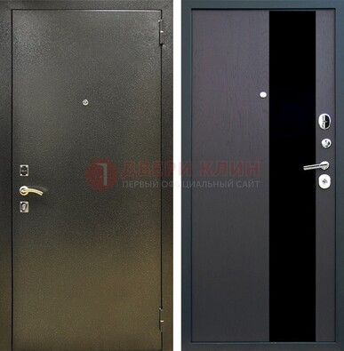 Входная темная дверь с порошковым покрытием и МДФ со стеклом ДП-294 в Егорьевске