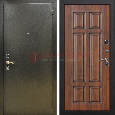 Металлическая входная темная дверь с порошковым напылением и МДФ ДП-299 в Егорьевске