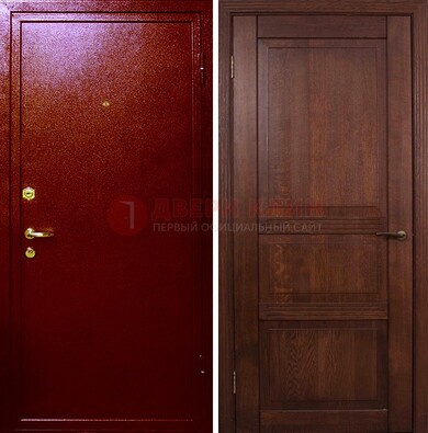 Красная железная дверь с порошковым окрасом ДП-58 в Егорьевске
