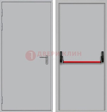 Белая металлическая противопожарная дверь с длинной ручкой ДПП-14 в Черноголовке