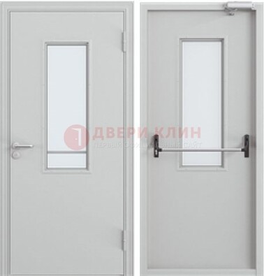 Белая металлическая противопожарная дверь с декоративной вставкой ДПП-4 Кириши