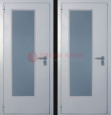 Белая металлическая противопожарная дверь с декоративной вставкой ДПП-5 Кириши