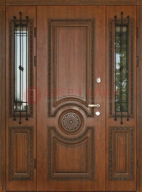 Парадная распашная стальная дверь Винорит со стеклом ДПР-106 в Егорьевске