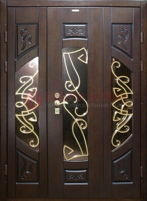 Парадная дверь со стеклом и ковкой ДПР-1 в каркасный дом в Белгороде