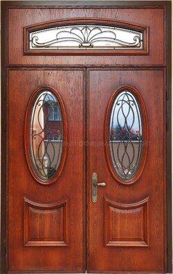 Двупольная парадная дверь с овальными стеклянными вставками ДПР-63 в Волжском