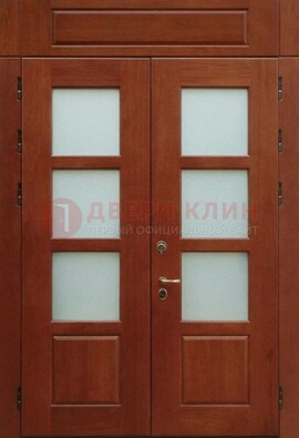 Металлическая парадная дверь со стеклом ДПР-69 для загородного дома в Егорьевске
