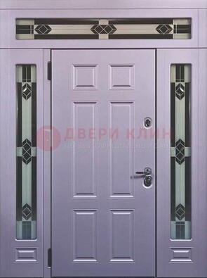 Филенчатая железная парадная дверь с фрамугами ДПР-82 в Выборге