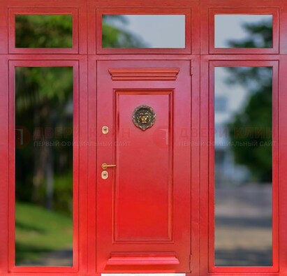 Красная парадная дверь для частного дома ДПР-88 в Егорьевске