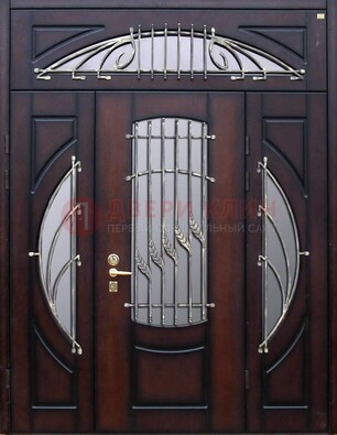 Парадная дверь со стеклянными вставками и ковкой ДПР-9 для улицы в Егорьевске