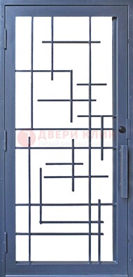 Современная железная решетчатая дверь синяя ДР-31 в Егорьевске
