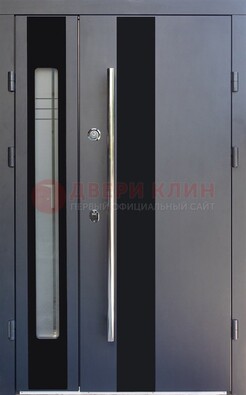Серая стальная дверь со стеклом ДС-11 в Котельниках