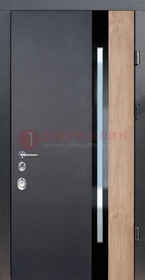 Черная металлическая дверь МДФ со стеклом ДС-14 