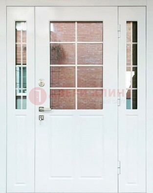 Белая стальная дверь со стеклом и фрамугами ДС-27 в Егорьевске