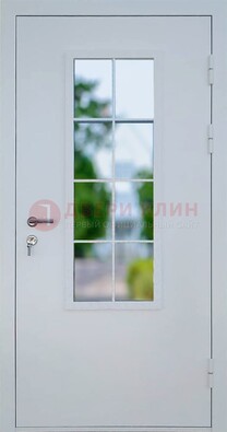 Белая железная дверь порошок со стеклом ДС-31 в Перми