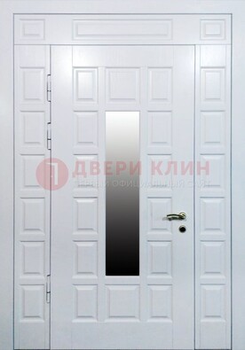 Белая входная дверь с МДФ панелью и стеклом ДС-56 в Фрязино