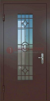 Входная металлическая дверь со стеклом для дома ДС-6 в Звенигороде