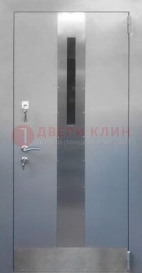 Серая металлическая дверь со стеклом ДС-74 в Егорьевске