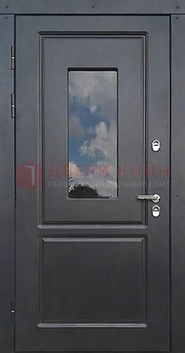 Чёрная металлическая дверь со стеклом ДС-77 в Егорьевске