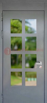 Серая металлическая дверь со стеклом ДС-78 в Егорьевске