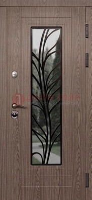 Металлическая дверь со стеклом и ковкой в стиле модерн ДСК-106 в Дзержинском