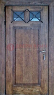 Металлическая дверь с Виноритом со стеклом и ковкой под старину ДСК-209 в Егорьевске
