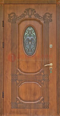 Резная металлическая дверь Винорит со стеклом и ковкой ДСК-215 в Егорьевске