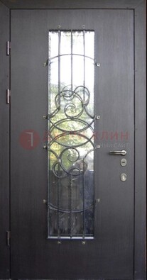 Остекленная стальная дверь с ковкой ДСК-26 в Самаре