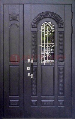 Входная дверь Винорит со стеклом и ковкой с узором ДСК-270 в Егорьевске