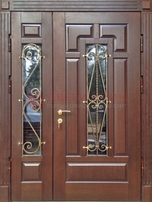 Стальная распашная дверь Винорит стекло и ковка ДСК-274 в Егорьевске