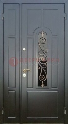 Металлическая дверь Винорит со стеклом в темном цвете ДСК-276 в Тихвине