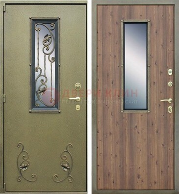 Офисная железная дверь со стеклом и ковкой ДСК-44 в Перми