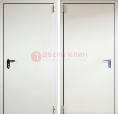 Белая железная техническая дверь ДТ-16 Кириши