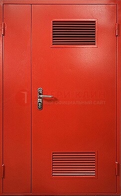 Красная железная техническая дверь с вентиляционными решетками ДТ-4 в Ростове-На-Дону