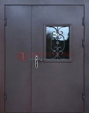 Тамбурная дверь Порошок со стеклом и ковкой ДТМ-48 в Егорьевске