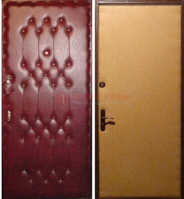 Бордовая металлическая дверь с винилискожей ДВ-1 Кириши
