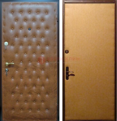 Желтая железная дверь с винилискожей ДВ-2 в Егорьевске