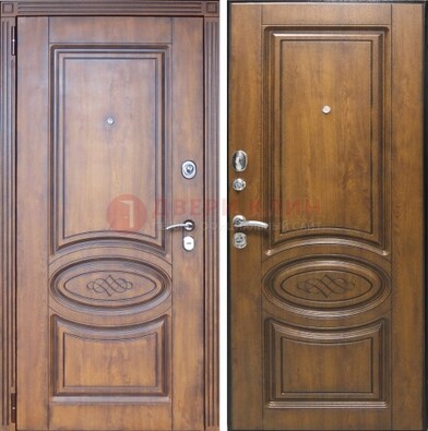 Коричневая металлическая дверь с виноритом ДВТ-10 в Пушкино