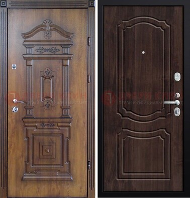Темная железная филенчатая дверь с виноритом Тисненый орех внутри ДВТ-132 в Егорьевске