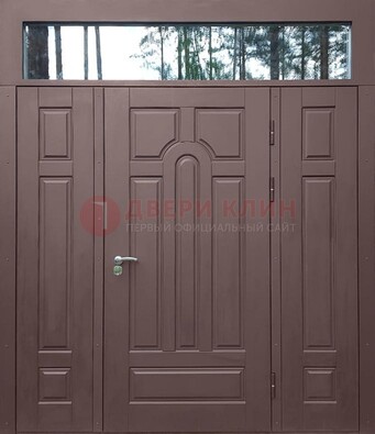 Парадная металлическая дверь с виноритом и стеклом ДВТ-167 в Рязани