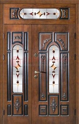 Элитная дверь цвета дуб с виноритом и витражом ДВТ-177 в Санкт-Петербурге